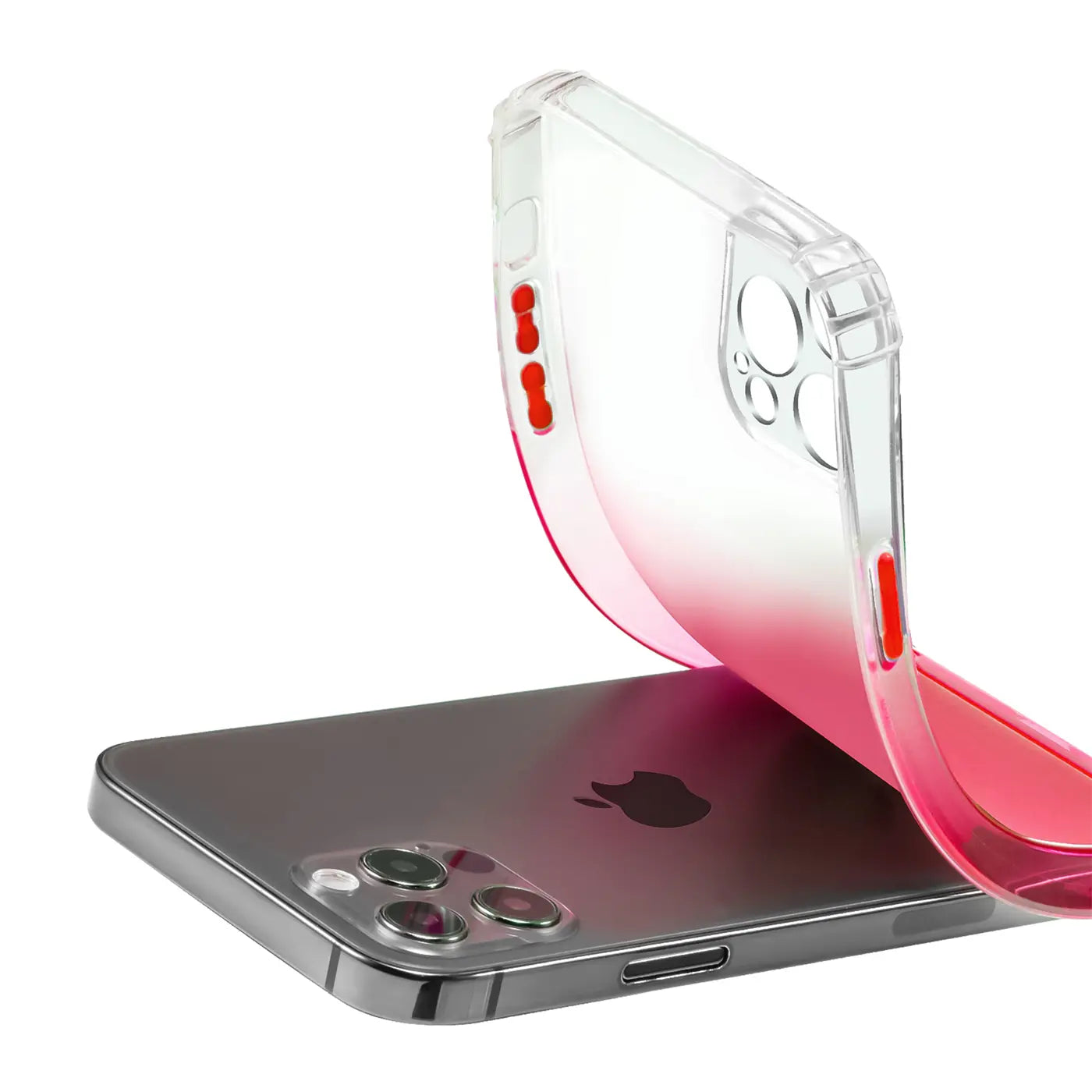 Transparente Hülle mit Farbverlauf (Pink), TPU, iPhone 12 Pro, Seitenansicht