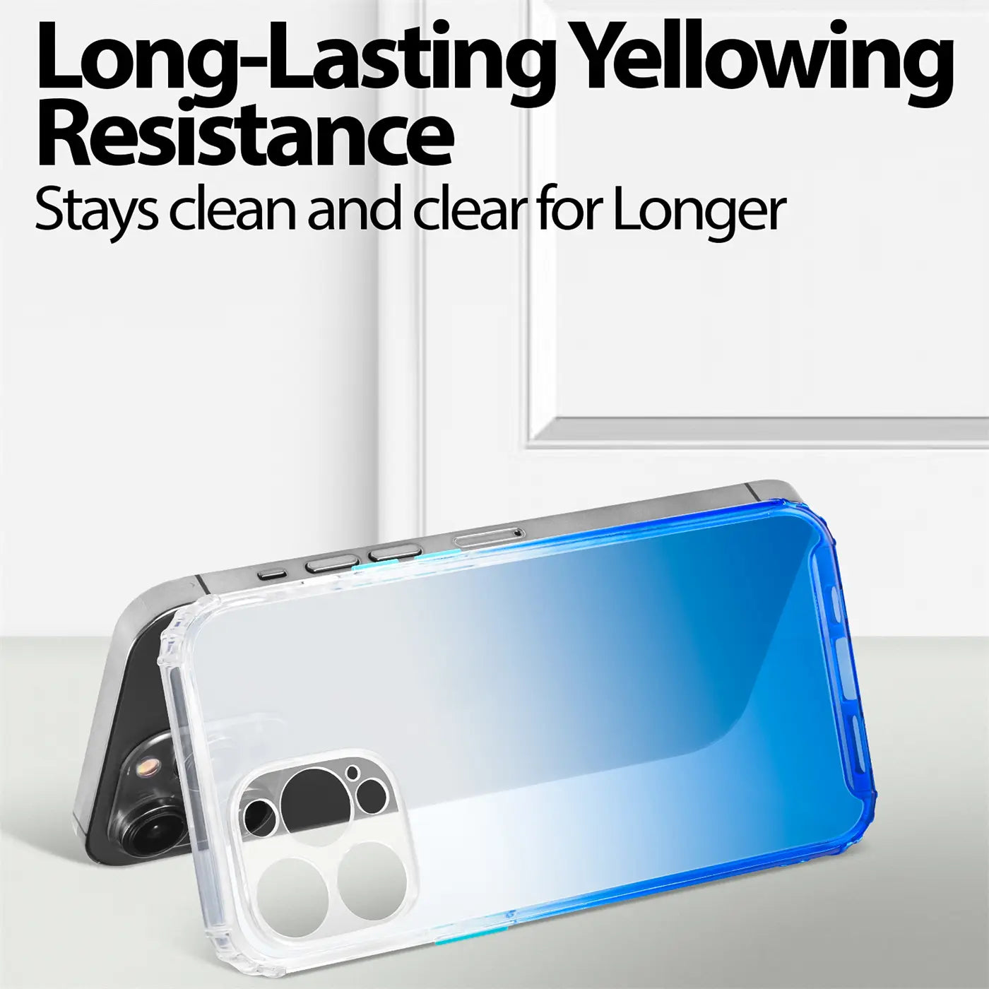 iPhone 14 Pro Max Hülle, transparent mit Farbverlauf, von schräg oben