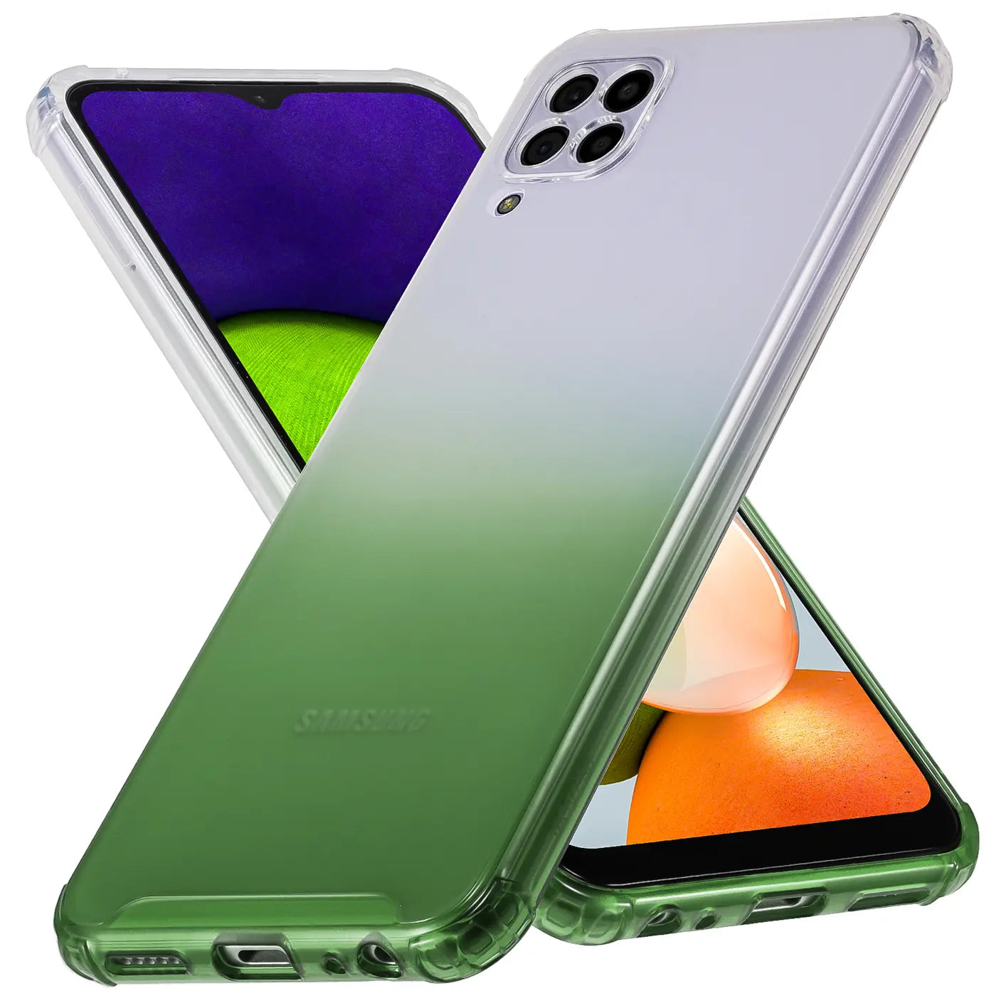 Transparente Hülle mit Farbverlauf (lila-grün) für Samsung Galaxy A22 4G/M32/M22