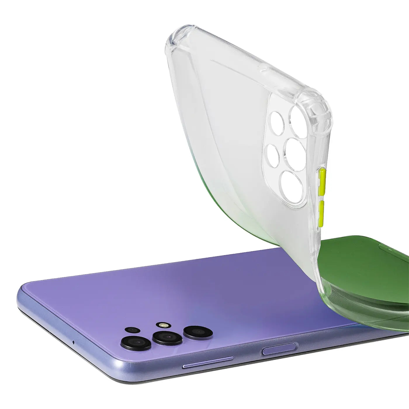 Transparente Hülle mit Farbverlauf (grün) für Samsung Galaxy A32 5G, von oben