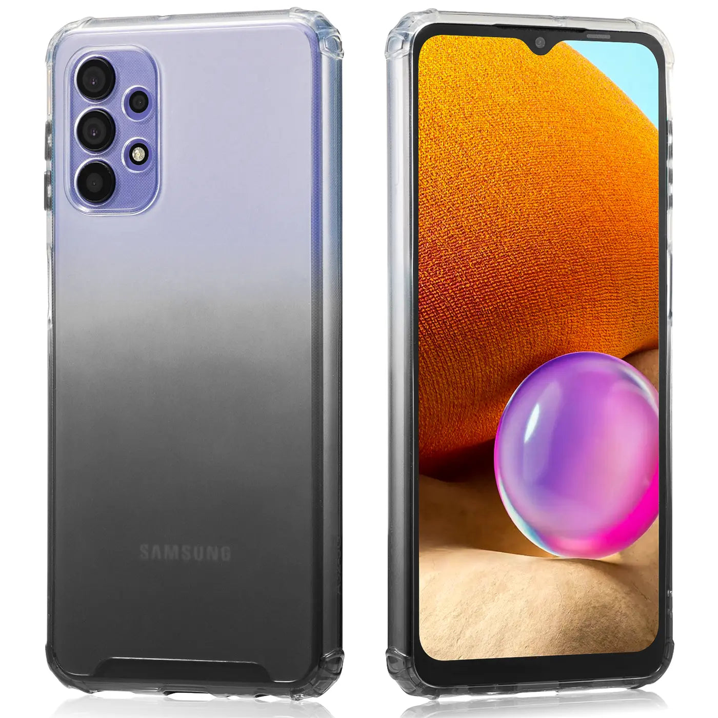 Samsung Galaxy A32 5G Hülle, transparent, Farbverlauf, Vorder- und Rückansicht