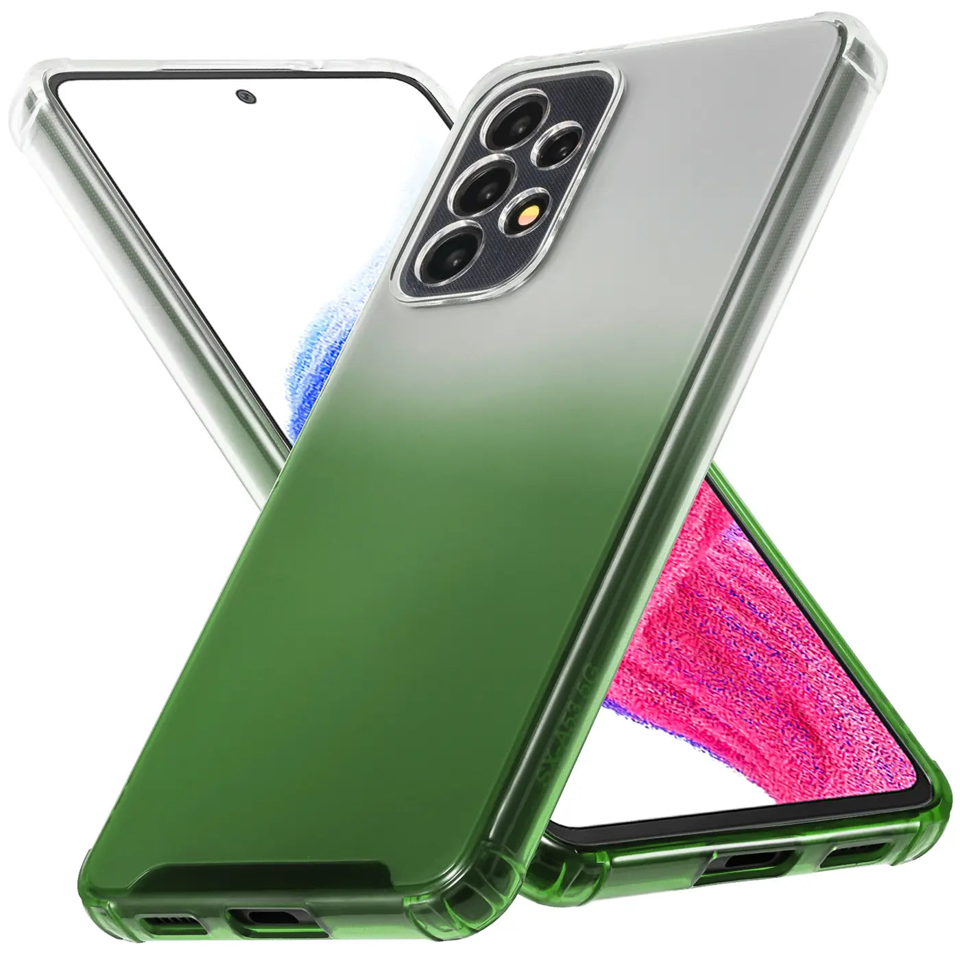 Samsung Galaxy A33 5G Hülle, grün-transparent, TPU, von vorne und hinten gezeigt