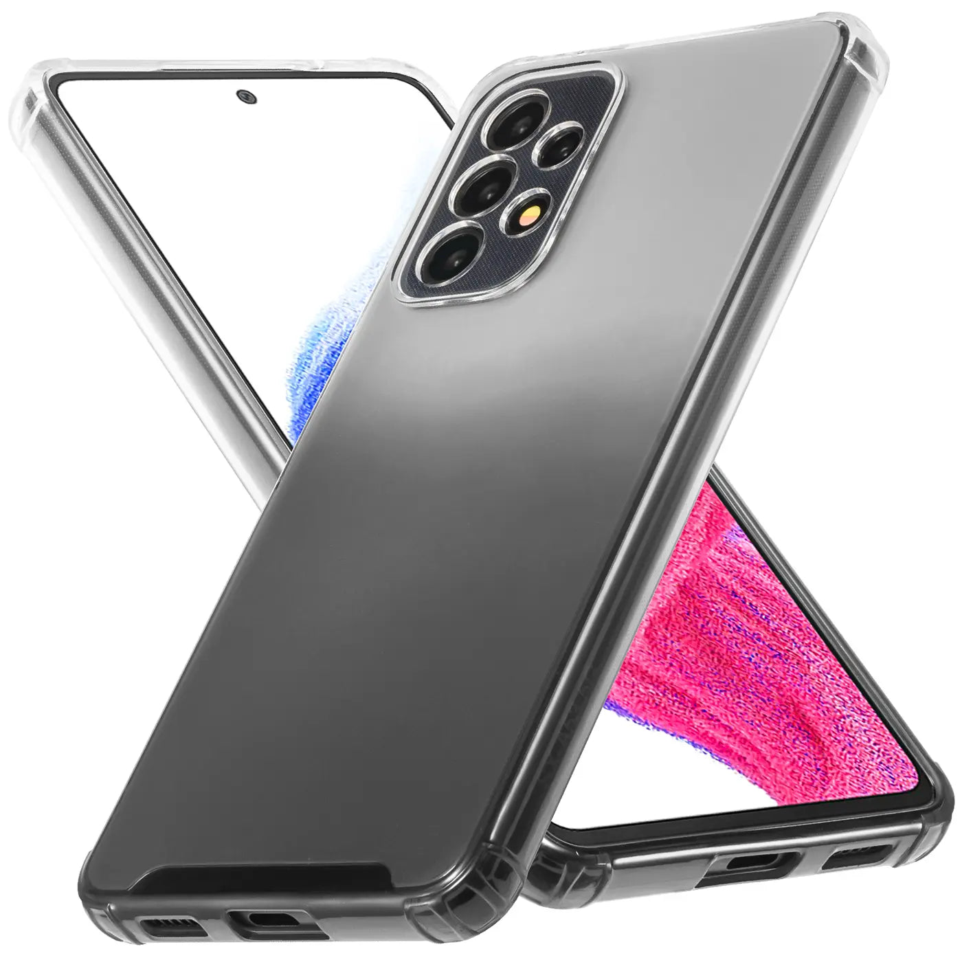 Samsung Galaxy A33 5G Hülle, transparent, von schräg vorne, mit Farbverlauf