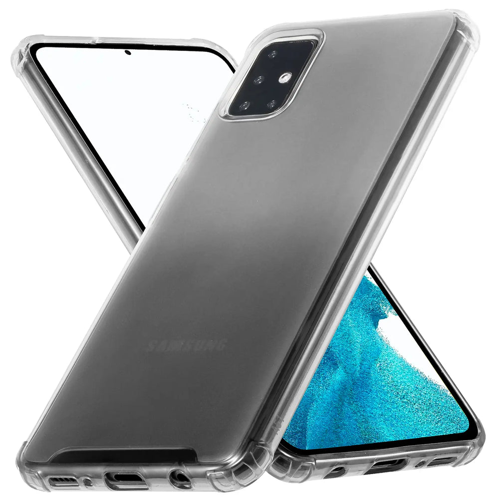 Transparente Hülle mit Farbverlauf für Samsung Galaxy A51, aus flexiblem Material, von vorne schräg