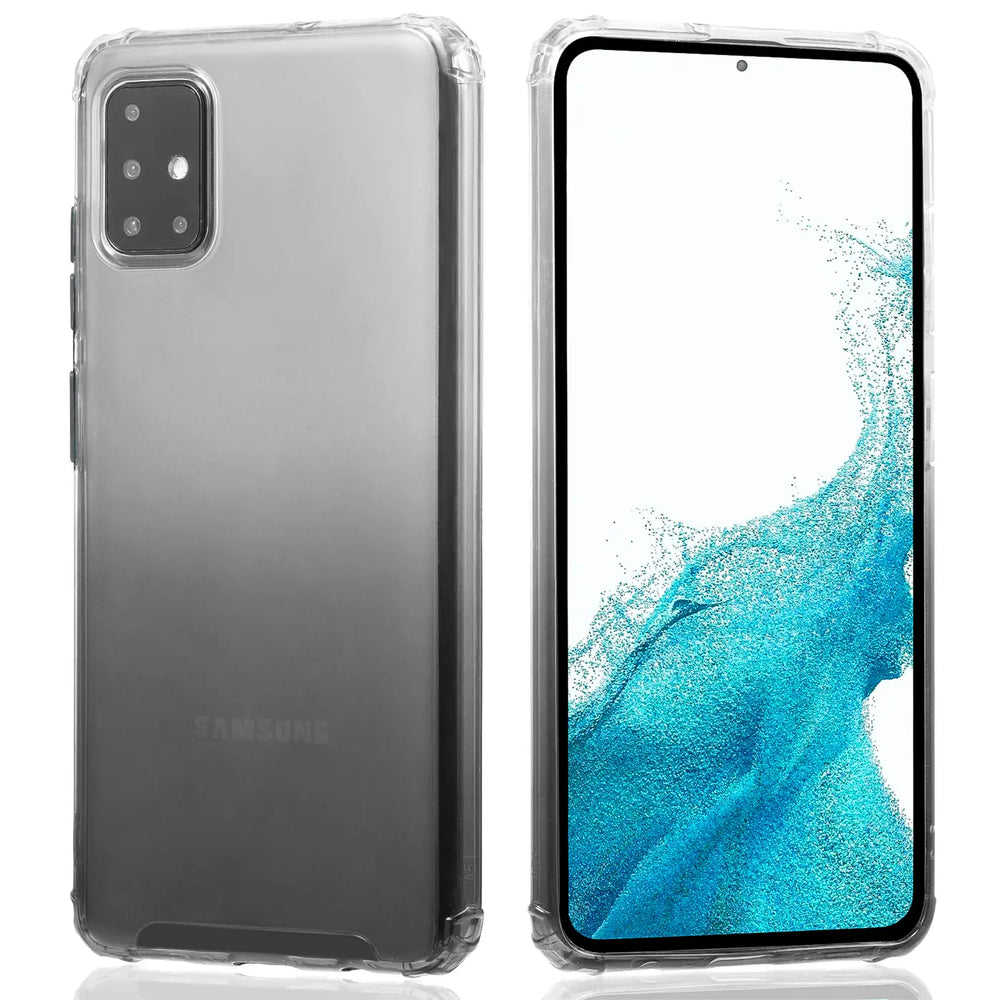 Graue Farbverlauf-Hülle aus TPU für Samsung Galaxy A51, Vorder- und Rückansicht