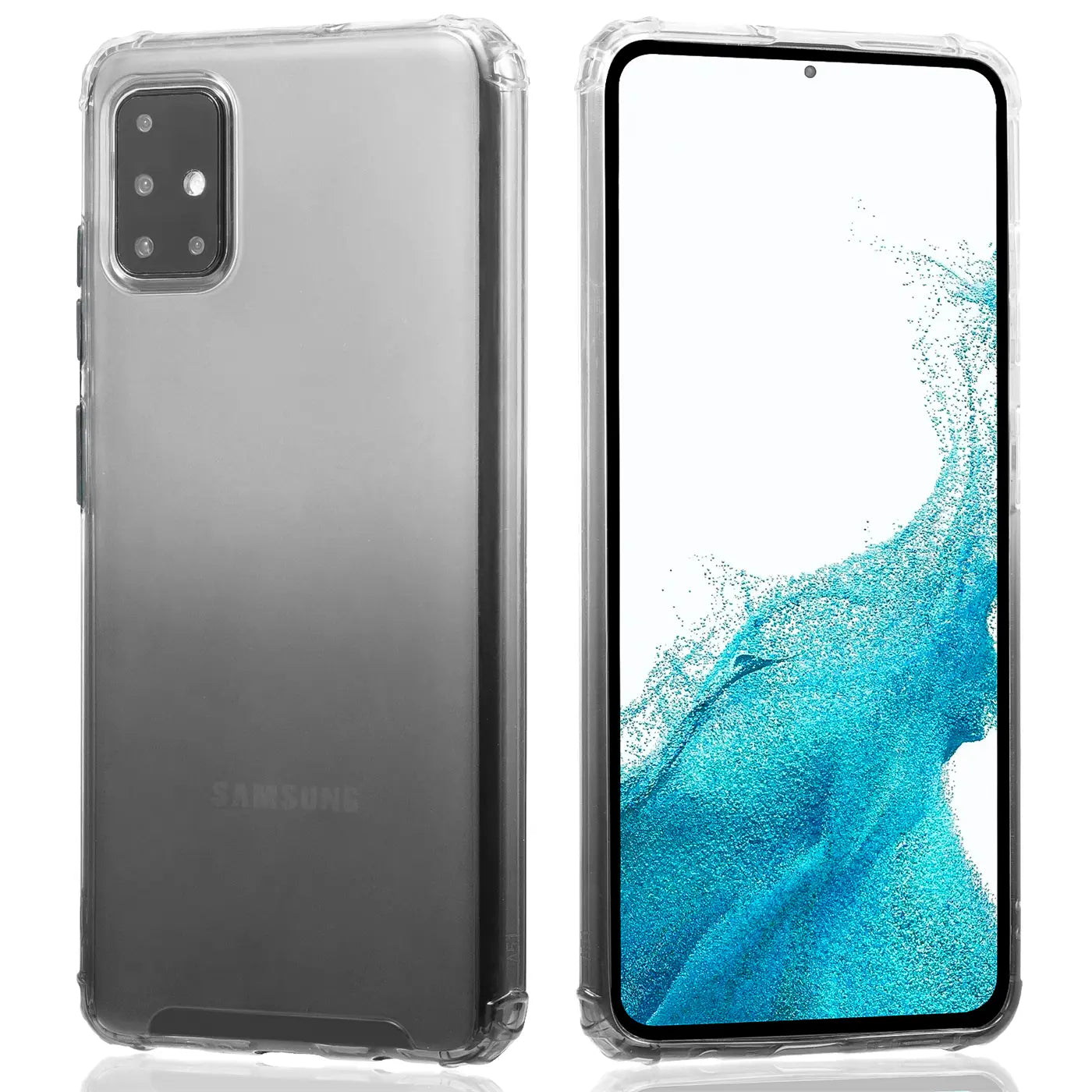 Graue Farbverlauf-Hülle aus TPU für Samsung Galaxy A51, Vorder- und Rückansicht
