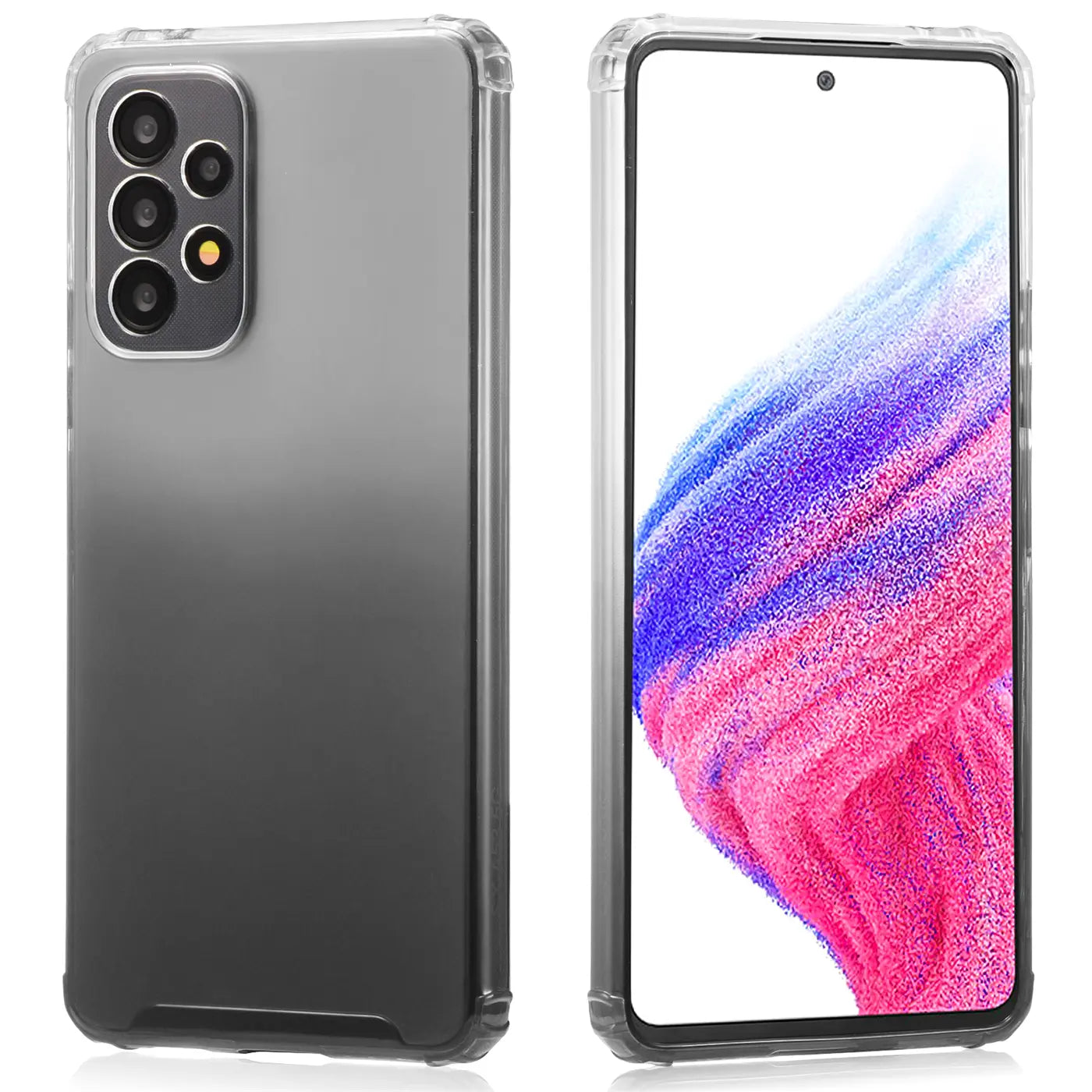 Graue Farbverlauf-Hülle, transparent, Rückseite und Vorderseite, Samsung Galaxy A52