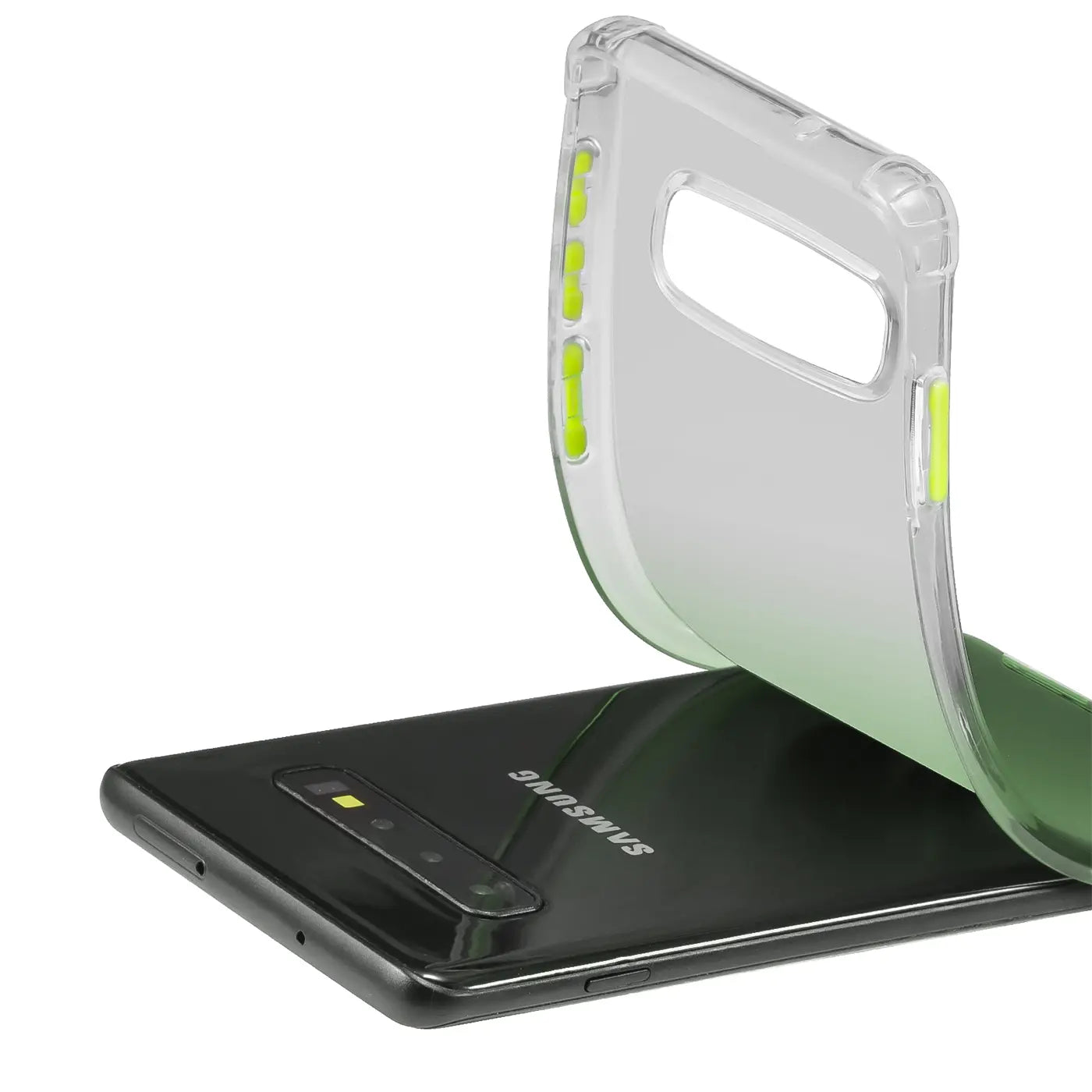 Transparente Hülle mit grünem Farbverlauf, TPU, von oben, Samsung Galaxy S10