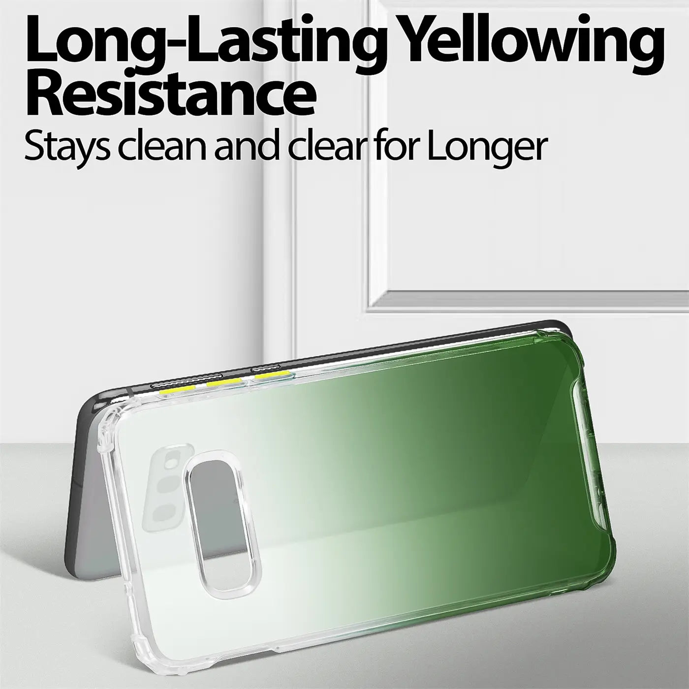 Samsung S10e Hülle, transparent, grün-verlaufend, von hinten, aus Kunststoff