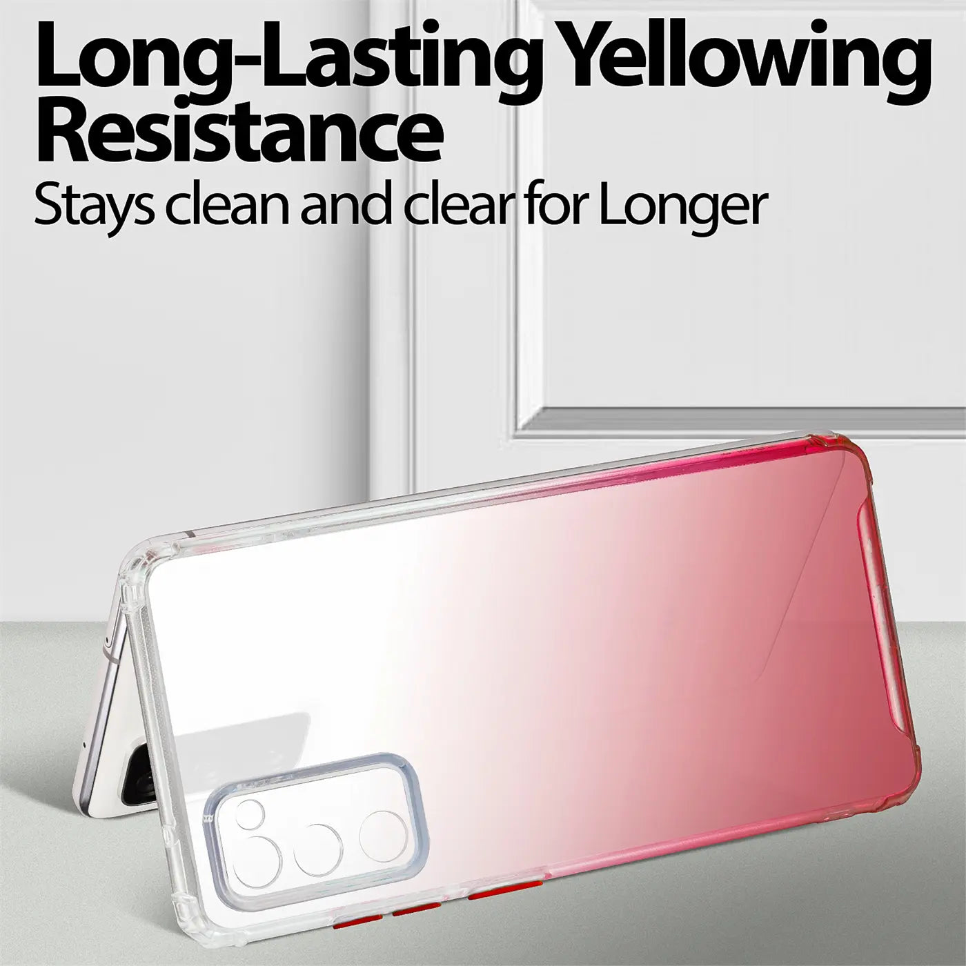 Transparente Hülle mit Farbverlauf (rot) für Samsung Galaxy S20 FE, von schräg oben