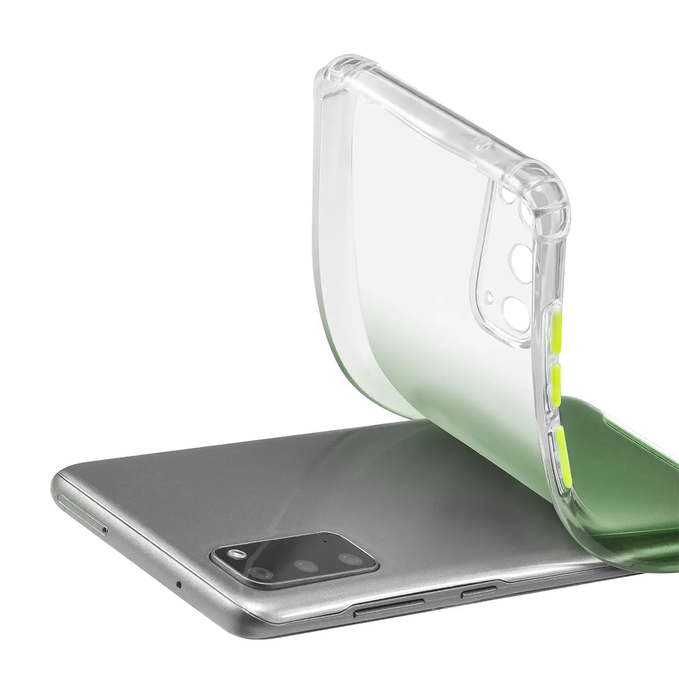 Transparente Hülle mit grünem Farbverlauf, Silikon, von oben, Samsung Galaxy S20