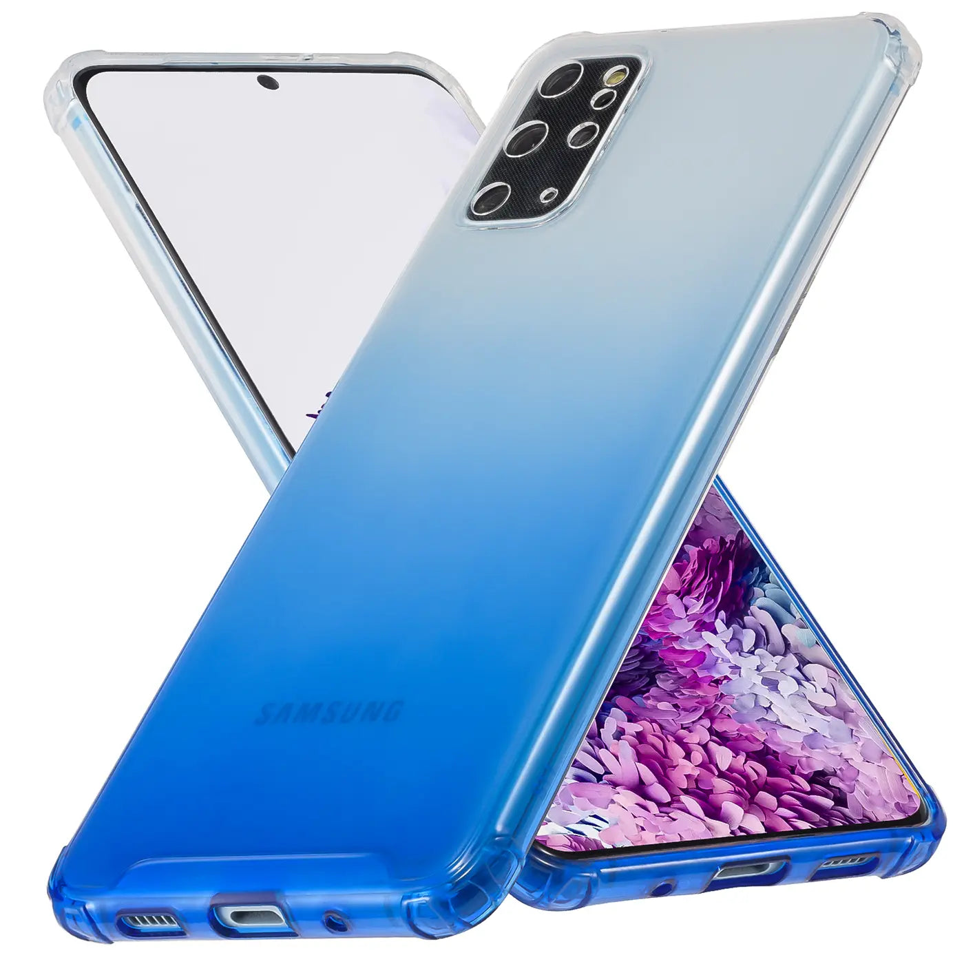 Samsung S20 Plus Hülle, blau/transparent, TPU, von vorne/schräg