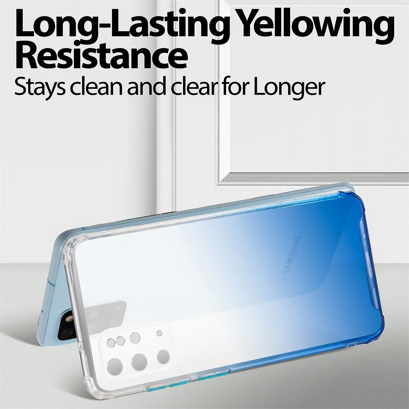 Samsung Galaxy S20 Plus Hülle, transparent, Farbverlauf Blau, von hinten
