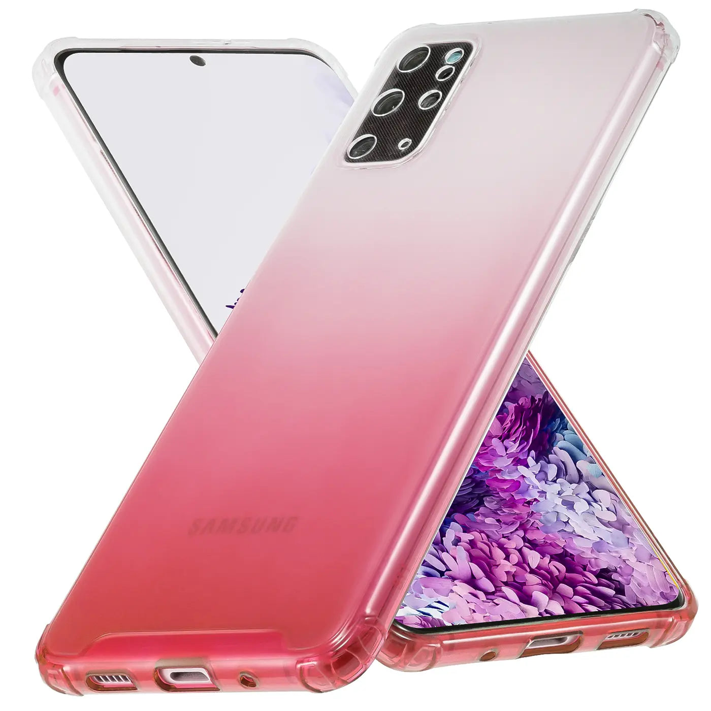 Samsung Galaxy S20 Plus Hülle, pink/transparent, Silikon, von schräg oben