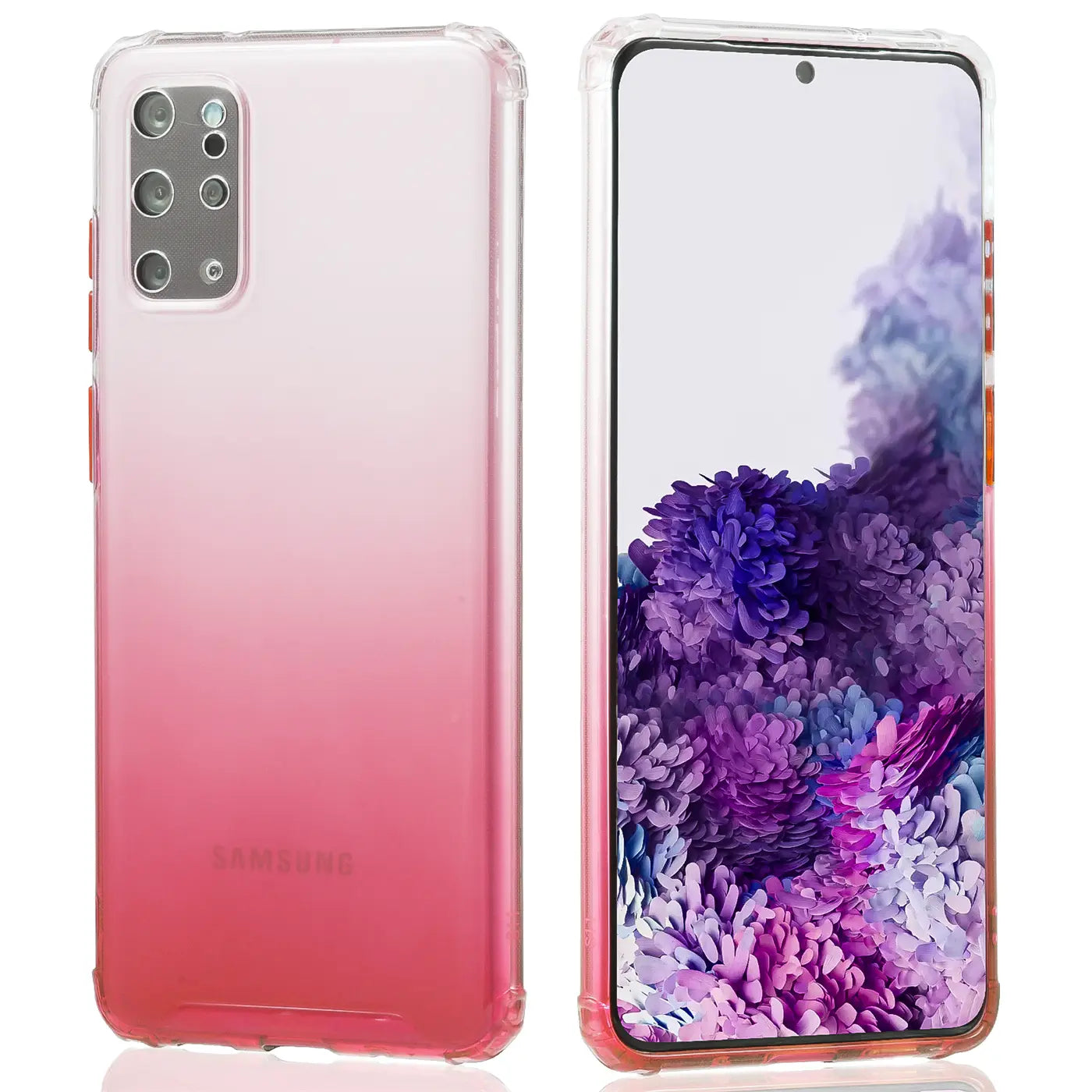 Samsung S20 Plus Hülle, pink/transparent, TPU, Vorder- und Rückansicht