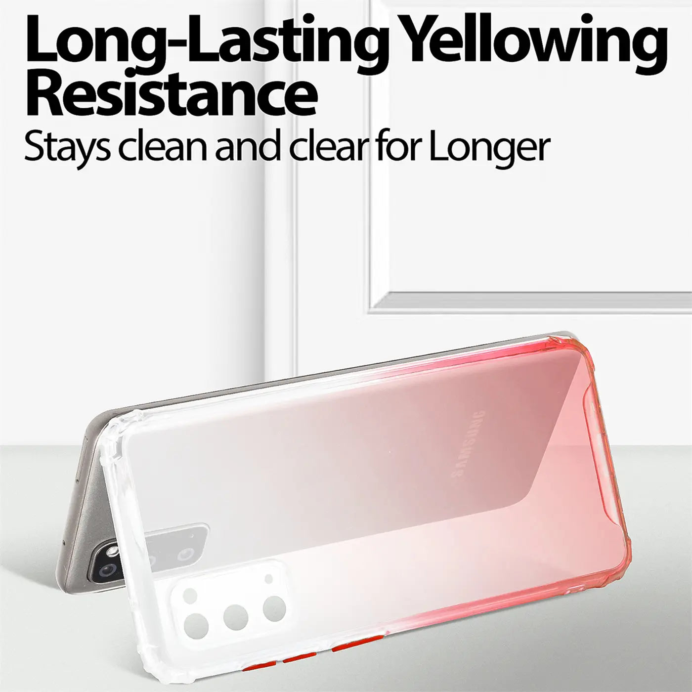 Transparente Hülle mit Farbverlauf (rot) für Samsung Galaxy S20, von schräg oben