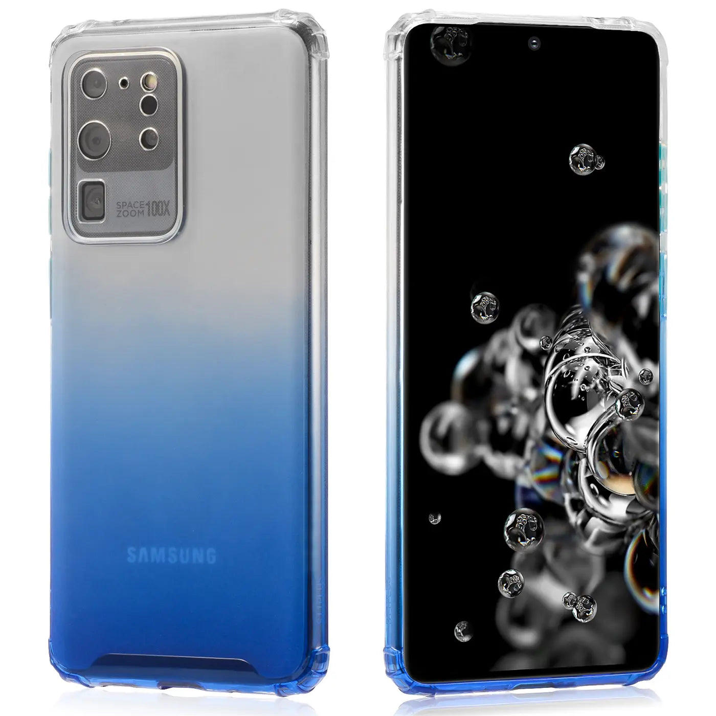 Samsung Galaxy S20 Ultra Hülle, transparent/blau, Rückseite & Vorderseite, TPU