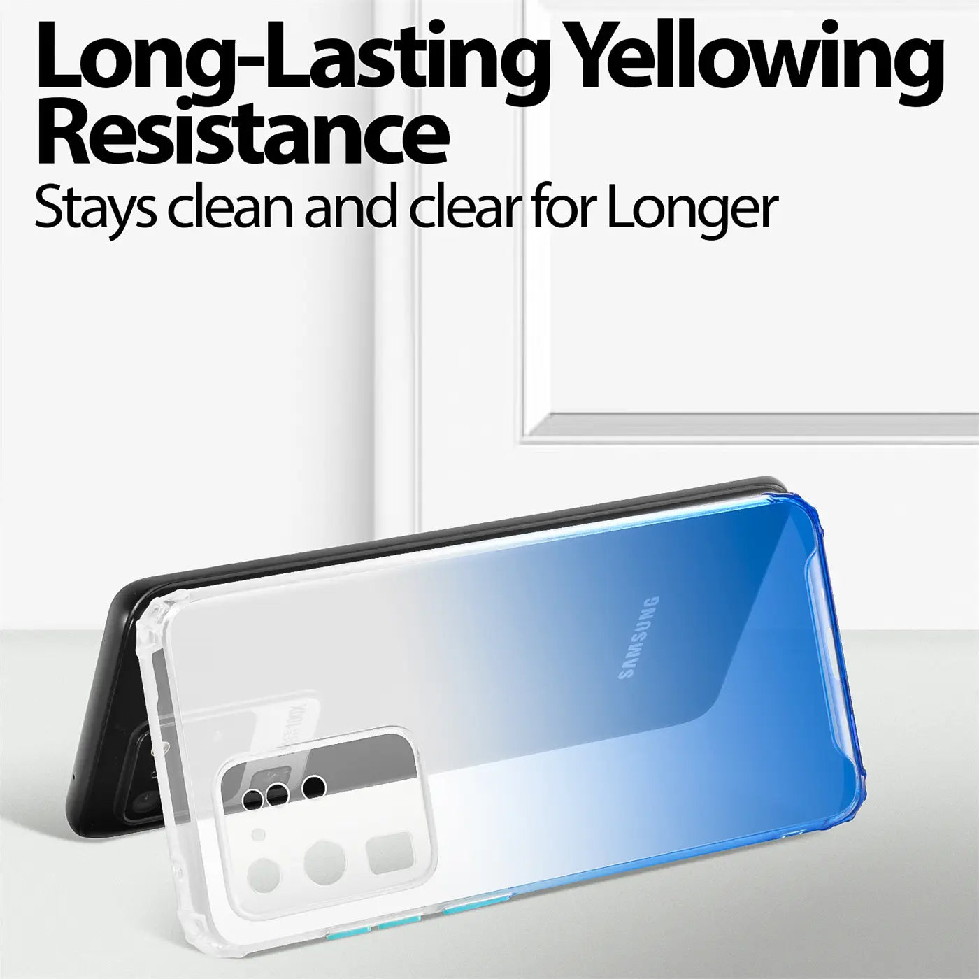 Samsung Galaxy S20 Ultra Hülle, transparent mit Farbverlauf, von vorne schräg