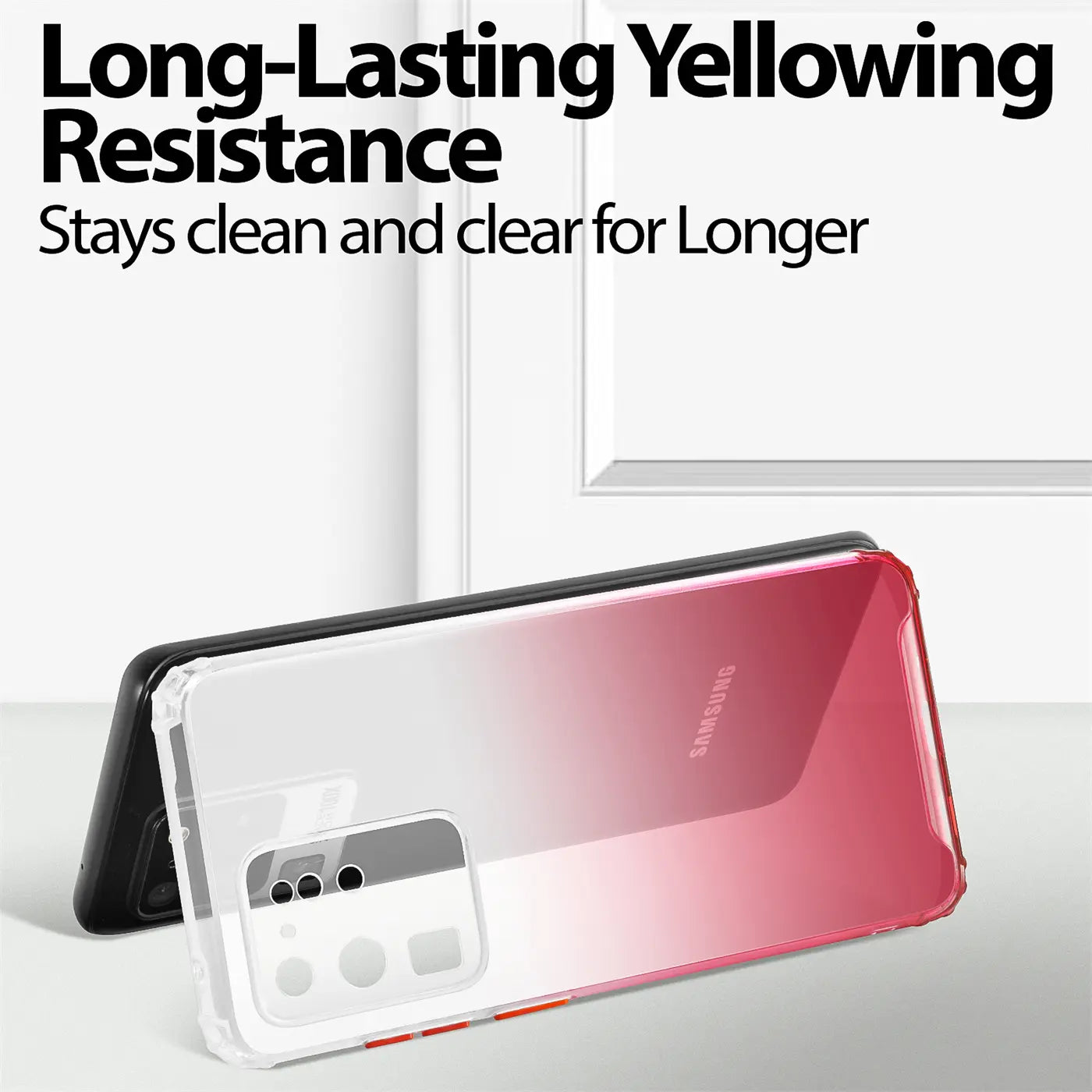 Samsung Galaxy S20 Ultra Hülle, transparent, Farbverlauf rot, von hinten
