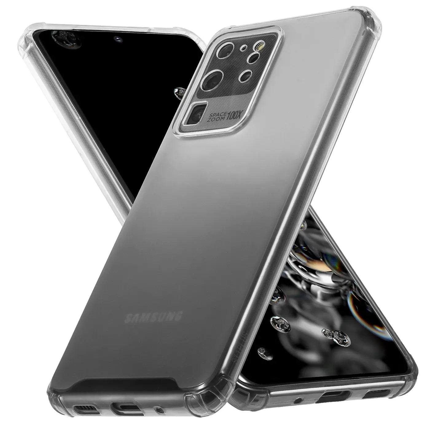 Transparente Hülle mit Farbverlauf auf Samsung Galaxy S20 Ultra, von schräg vorne