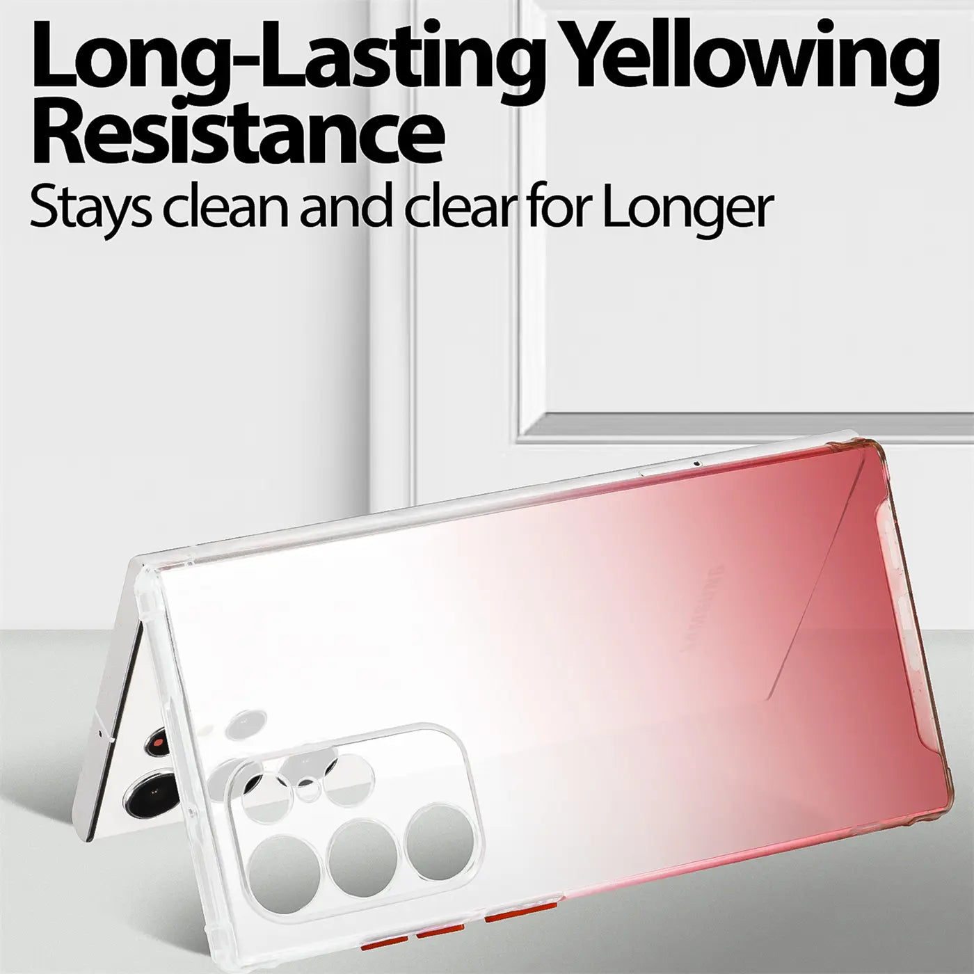 Samsung S21 Ultra Hülle, transparent, Farbverlauf rot, von hinten