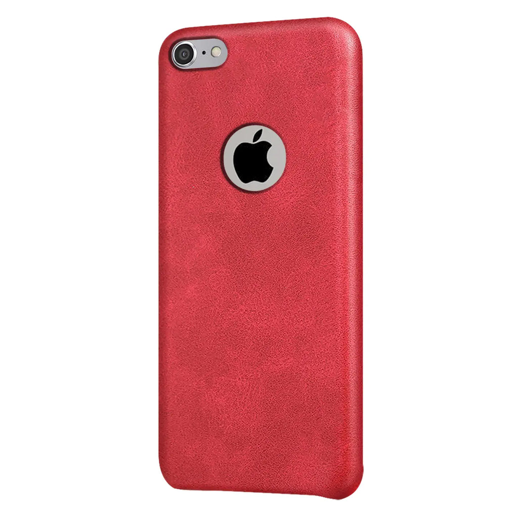 Hartschalen-Handyhülle mit Kunstleder-Außenseite in Schwarz, Braun oder Rot.