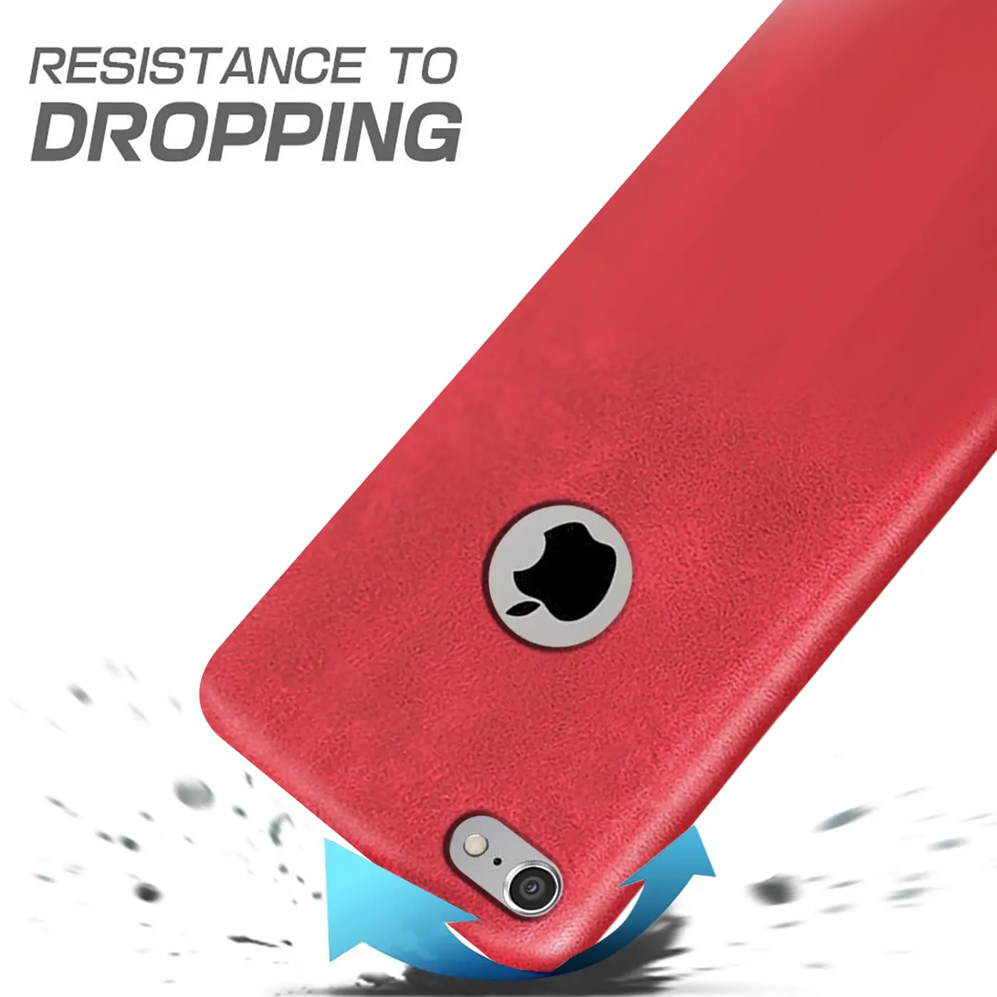Rote PU-Hartschale für iPhone 6/6S, Rückansicht, Nahaufnahme.