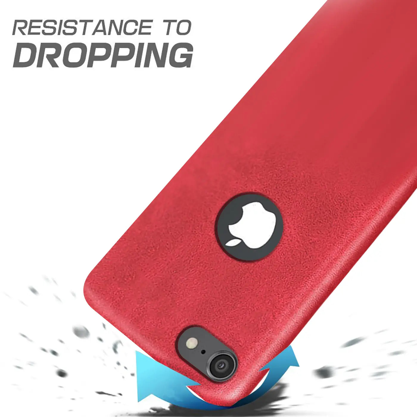 Rote PU-Hartschale für iPhone 7/8 Plus, Rückansicht, Nahaufnahme.