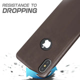 Hartschalen-Handyhülle mit Kunstleder-Außenseite in Schwarz, Braun oder Rot.