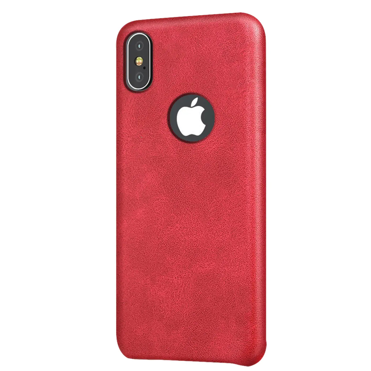 Hartschalen-Handyhülle mit Kunstleder-Außenseite in Schwarz, Braun oder Rot.