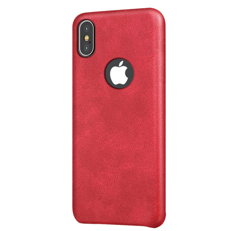 Hartschalen-Handyhülle mit Kunstleder-Außenseite in Schwarz, Braun oder Rot.