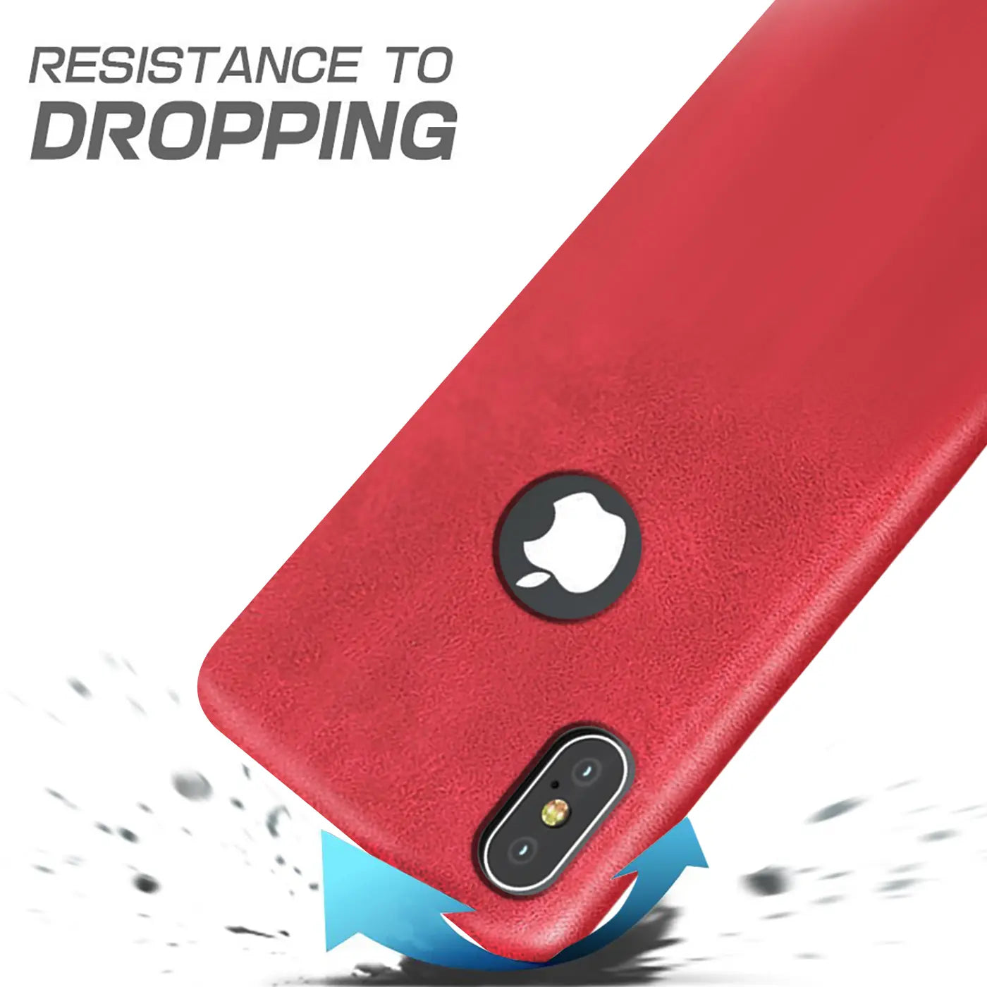 Rote PU-Hartschale für iPhone Xs Max, Rückansicht, Nahaufnahme.