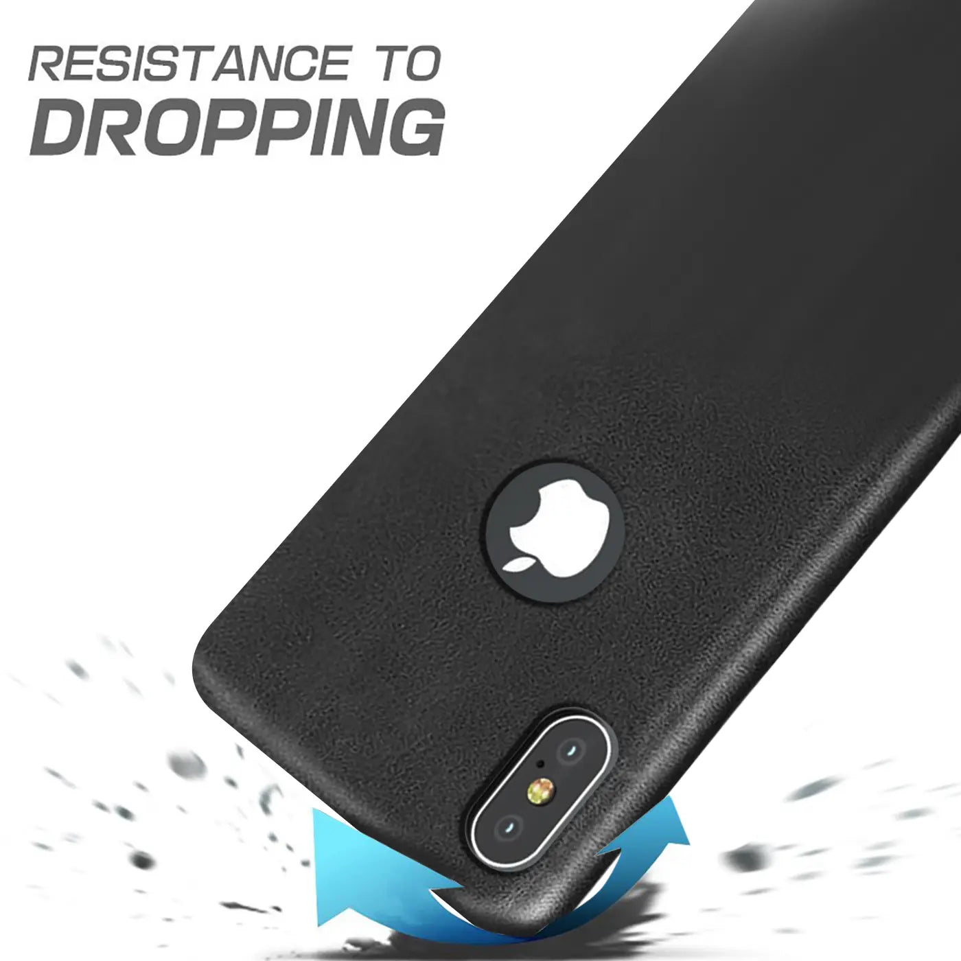 Schwarze PU-Hartschale für iPhone Xs Max, Rückansicht, Nahaufnahme
