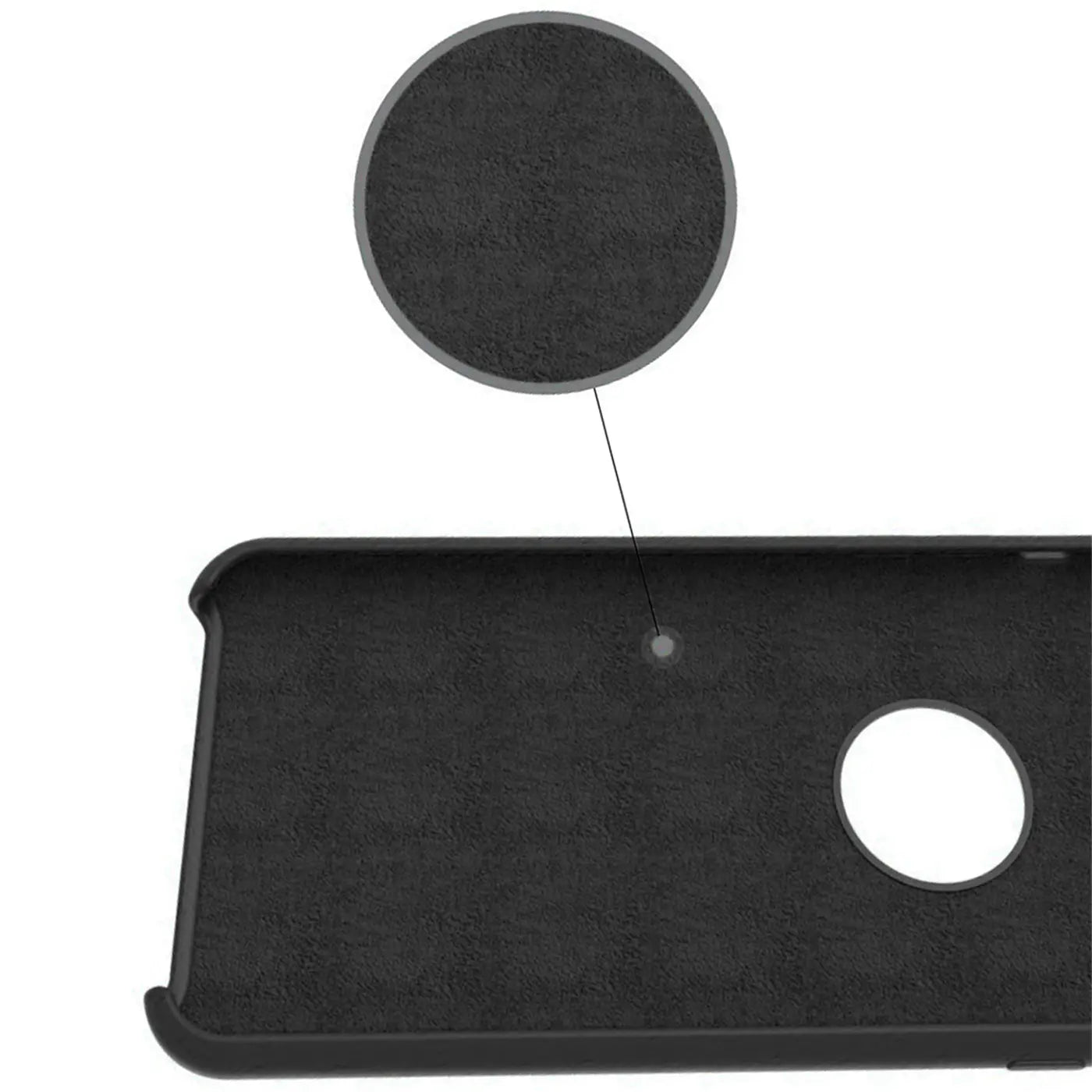 Schwarze PU-Hartschale, Innenansicht, Ausschnitt für Kamera, iPhone Xs Max.