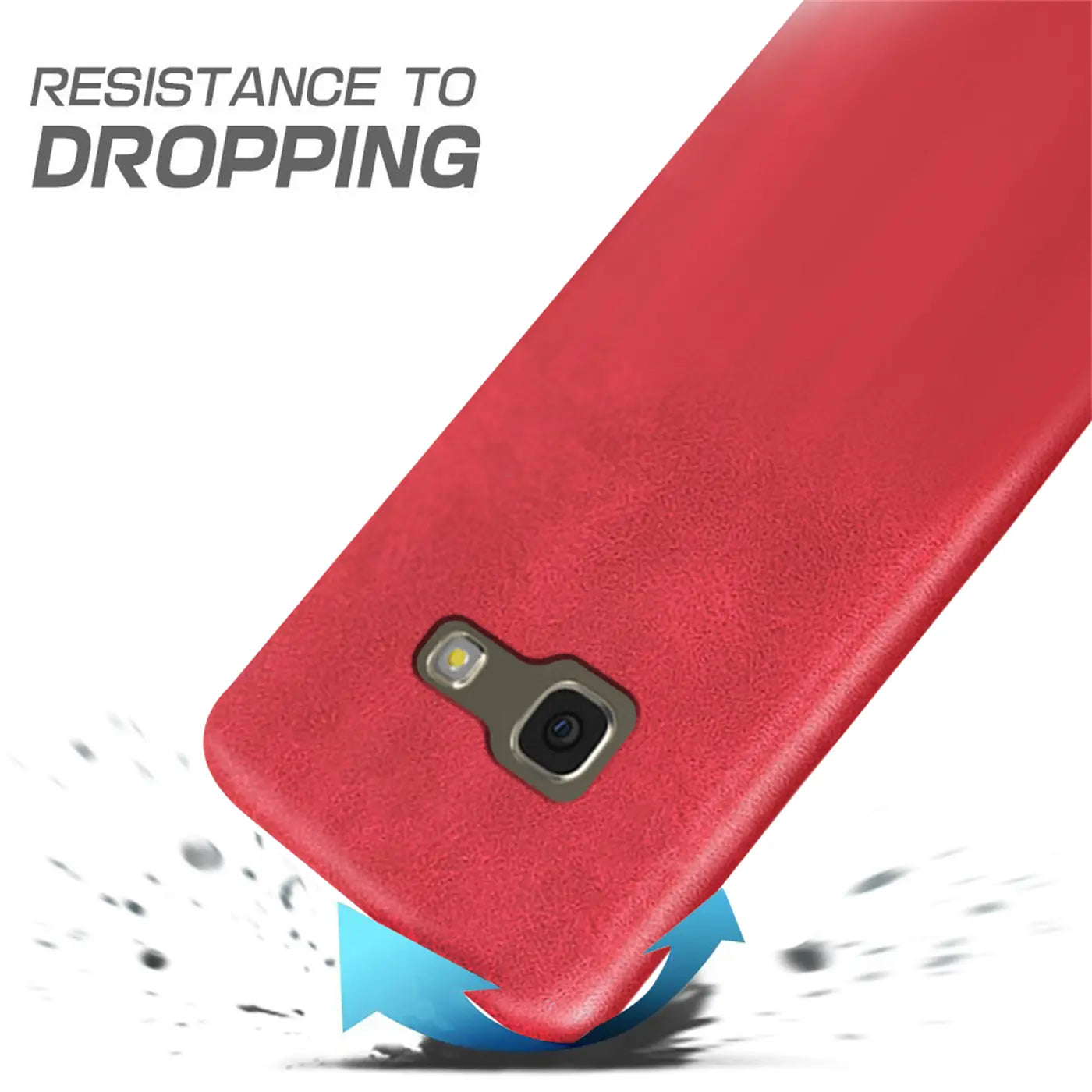 Rote PU-Hartschale Schutzhülle für Samsung Galaxy A3 2017, Rückansicht, Nahaufnahme.
