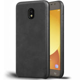 Hartschalen-Handyhülle mit Kunstleder-Außenseite in Schwarz, Braun oder Rot.