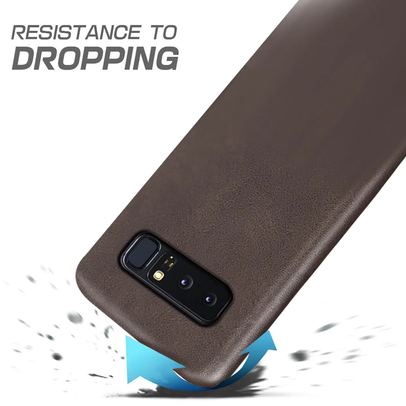 Braune PU-Hartschale für Samsung Galaxy Note 8, Rückansicht, Nahaufnahme