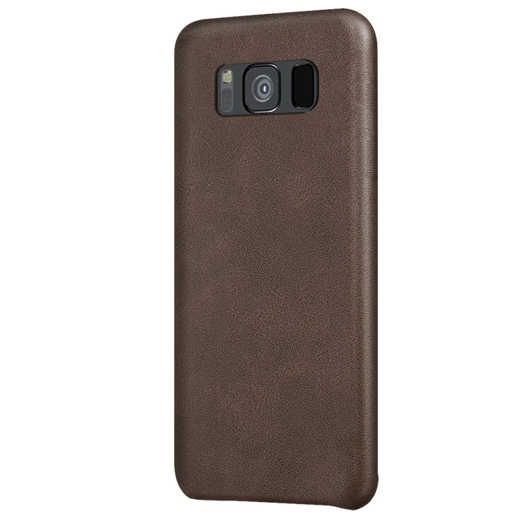 Braune PU-Hartschale Schutzhülle für Samsung Galaxy S10, Rückansicht.