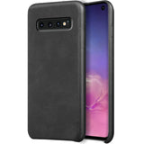 Hartschalen-Handyhülle mit Kunstleder-Außenseite in Schwarz, Braun oder Rot.