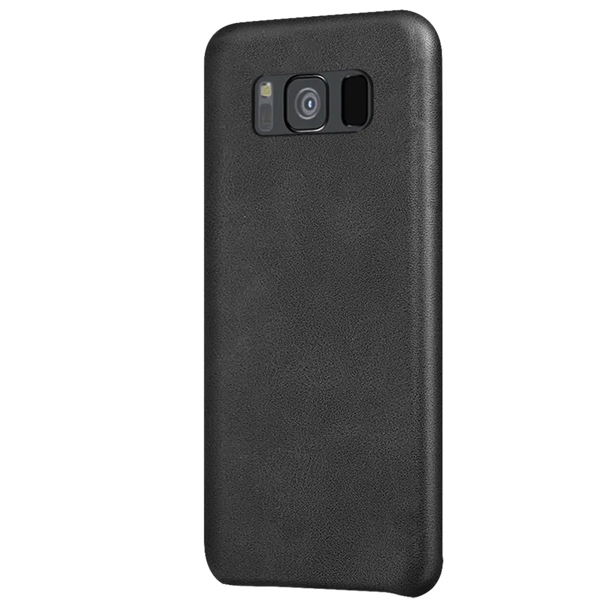 Hartschalen-Handyhülle mit Kunstleder-Außenseite in Schwarz, Braun oder Rot.