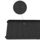 Hartschalen-Handyhülle mit Kunstleder-Außenseite in Schwarz, Braun oder Rot.