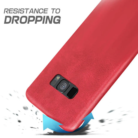 Hartschalen-Handyhülle mit Kunstleder-Außenseite in Schwarz, Braun oder Rot.