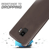 Hartschalen-Handyhülle mit Kunstleder-Außenseite in Schwarz, Braun oder Rot.