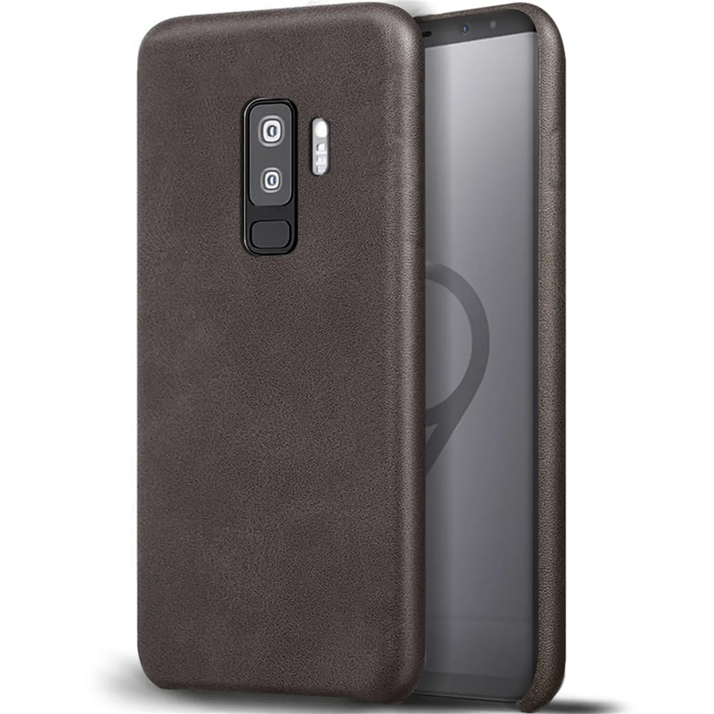 Dunkelbraune PU-Hartschale für Samsung Galaxy S9 Plus, von schräg vorne