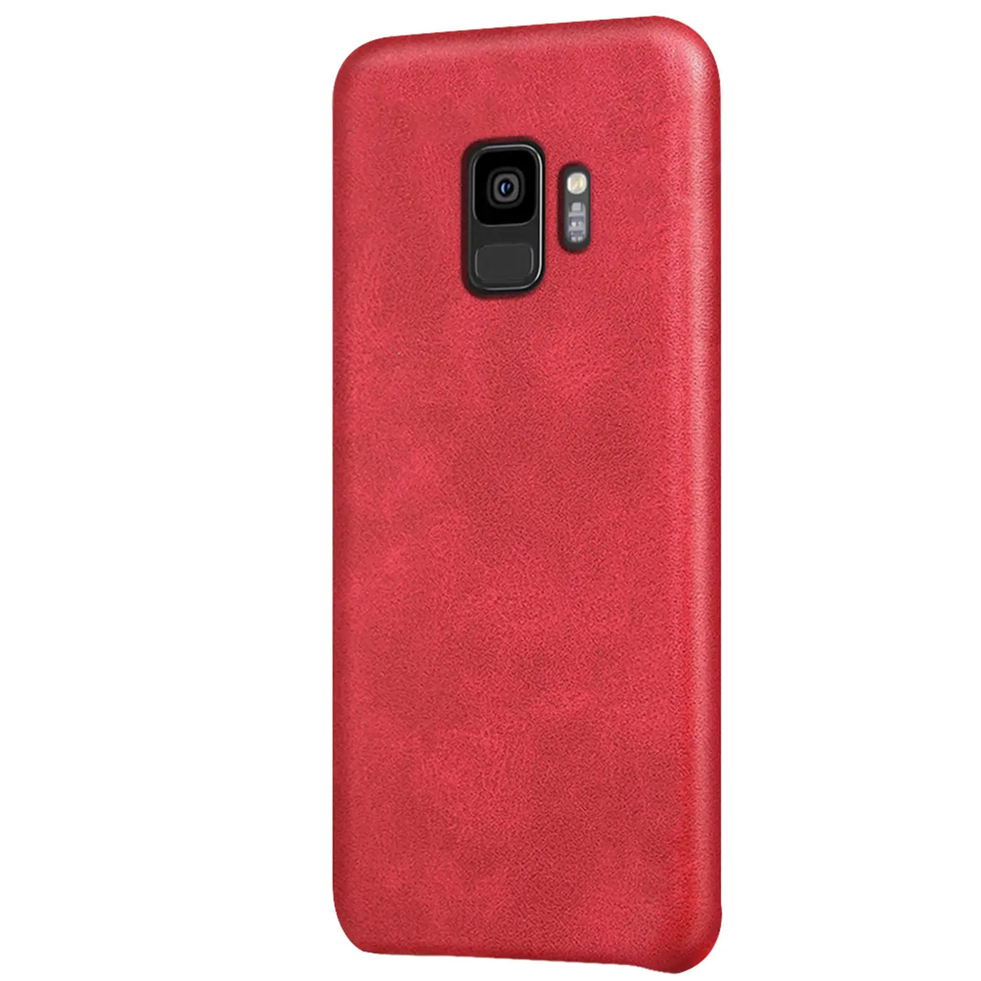 Rote PU-Hartschale für Samsung Galaxy S9, Rückansicht, Nahaufnahme.
