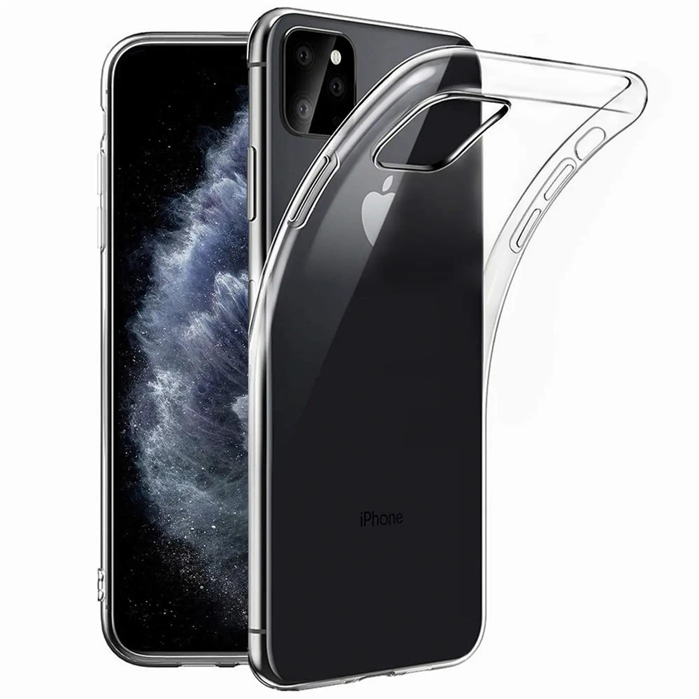 Klares Silikon-Case, seitliche Ansicht, auf iPhone 11 Pro