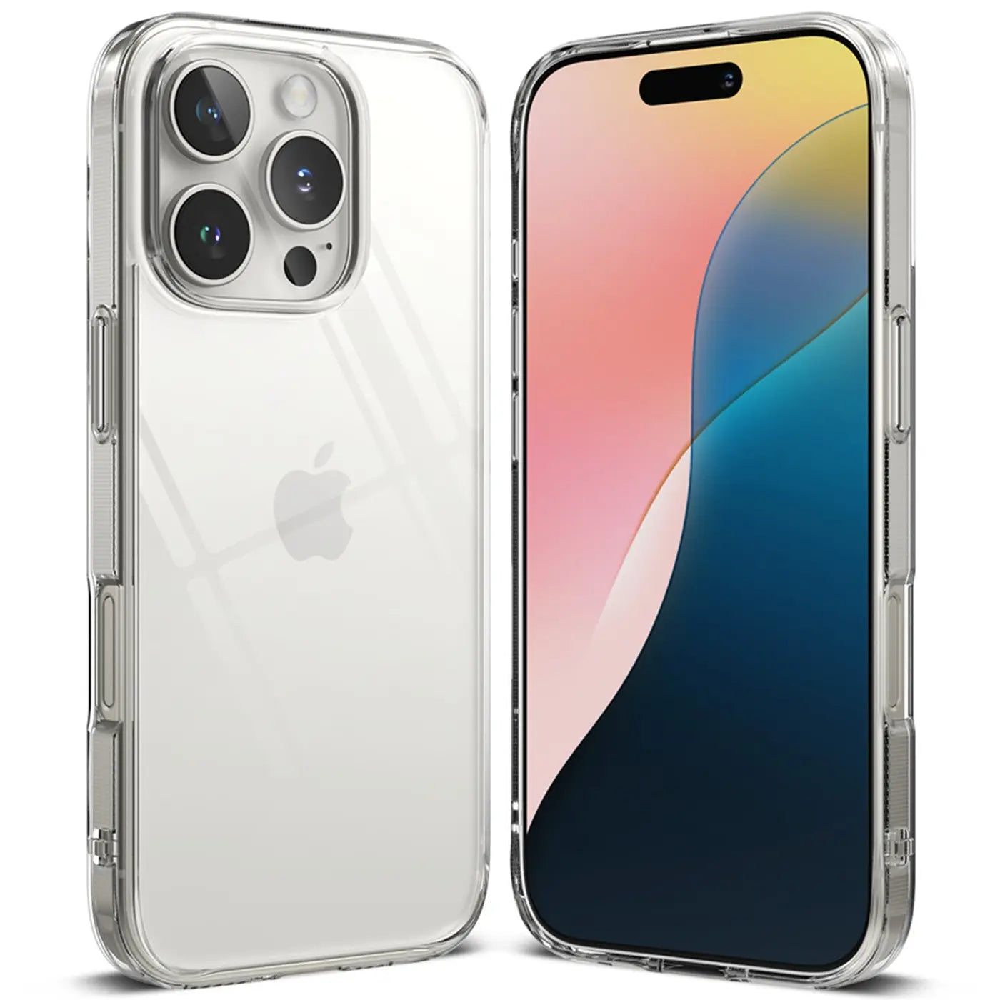 Klarplastik Hülle, Vorder- und Rückansicht, iPhone 16 Pro Max.