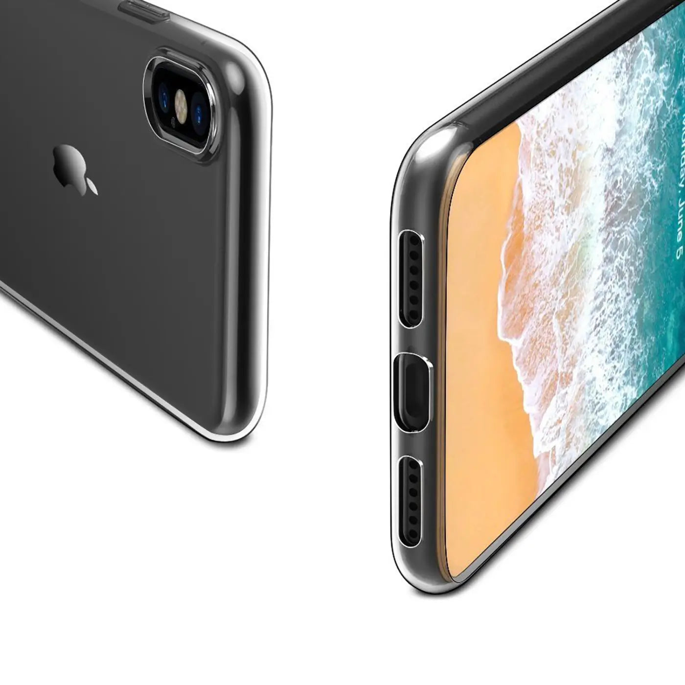 iPhone X/XS Hülle, transparent, von der Seite und Rückseite, aus Kunststoff