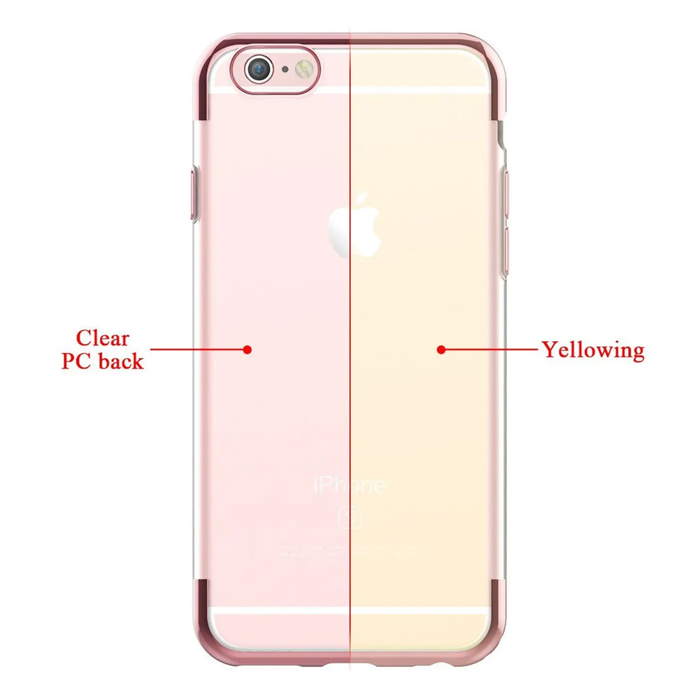 Transparente Handyhülle für iPhone 6s Plus / 6 Plus mit farblichen Akzenten in Schwarz, Rot, Blau oder Roségold.