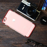 Transparente Handyhülle für iPhone 6s Plus / 6 Plus mit farblichen Akzenten in Schwarz, Rot, Blau oder Roségold.